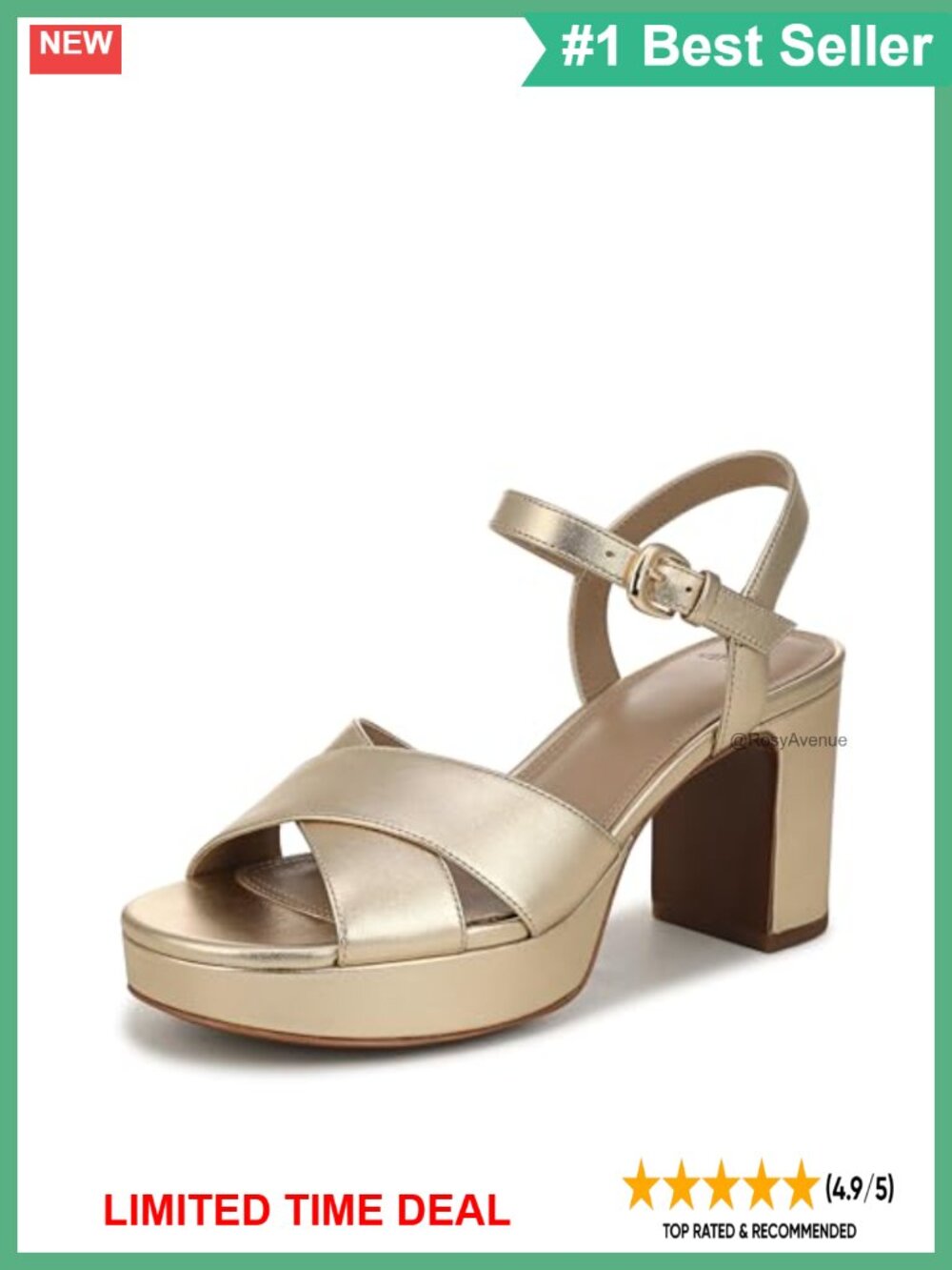 Platform Sandals Leather Block Heel Ankle Strap Open Toe